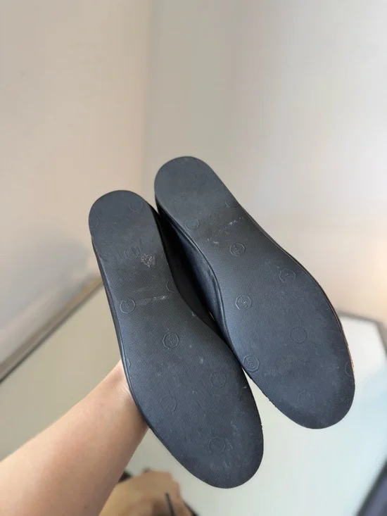 Prada Black Leather Triangle Logo Bow Flat 36.5 - Picture 11 of 11